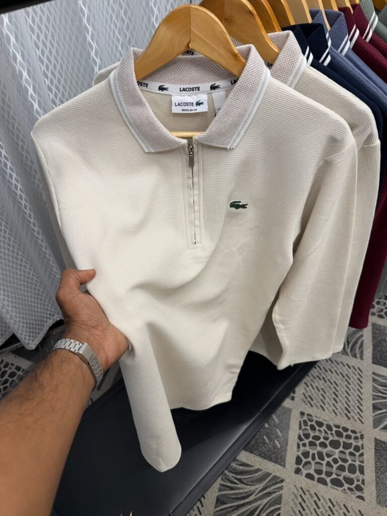 LACOSTE WHITE FULL SLEEVE T-SHIRT