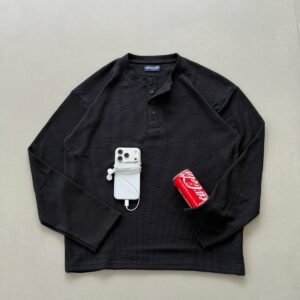 BLACK  NITTED HENLEY - Image 4
