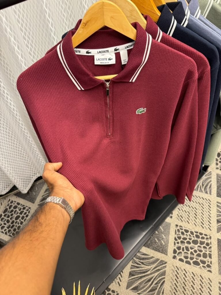 LACOSTE RED FULL SLEEVE T-SHIRT