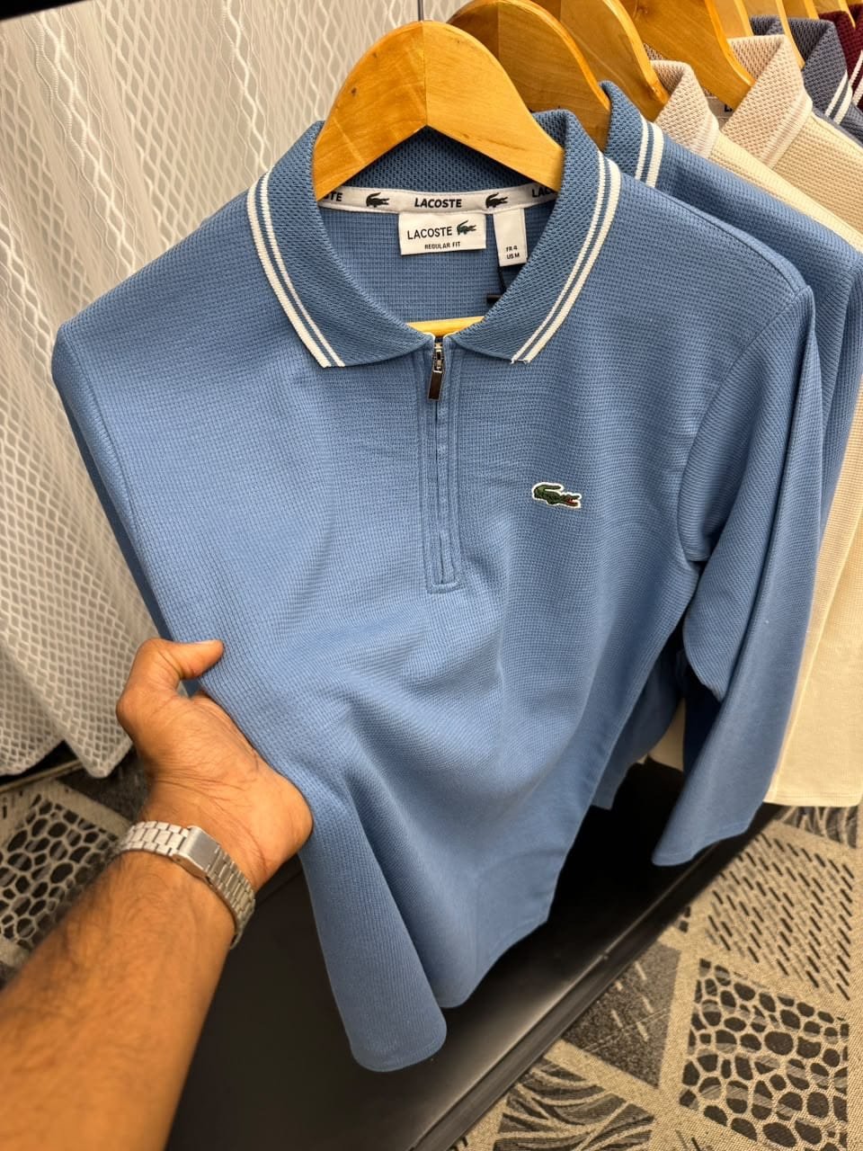 LACOSTE BLUE FULL SLEEVE T-SHIRT - Image 3