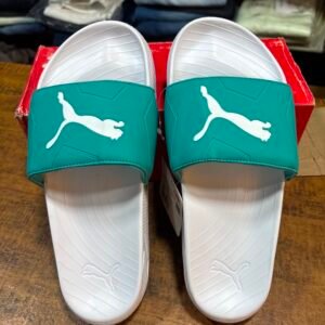 PUMA TEAL WHITE SLIDERS - Image 1