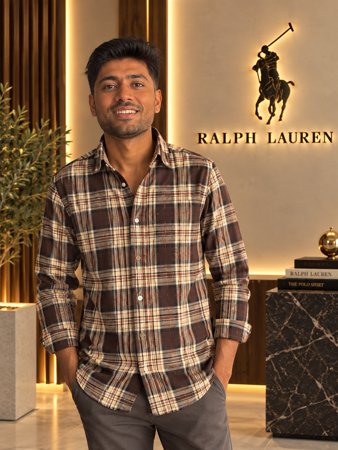 DARK BROWN CHECKS SHIRT - Image 4